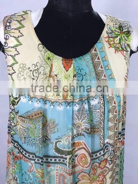 High quality silk chiffon modal printed sleeveless blouse