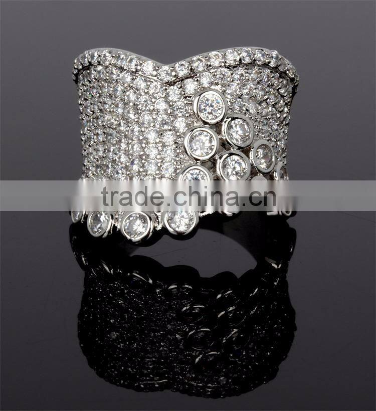 High Quality Fashion CZ Crown Shape Handmade Setting Luxury Ring Zircon Jewelry