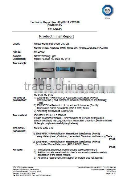 Light with metal housing and PP handle HL-8135