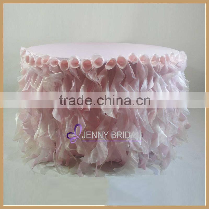 TC055A HOTSALE good design organza curly willow table skirt
