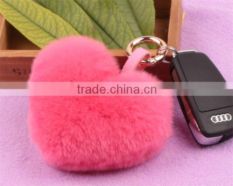 Real Rabbit Fur Keychian Cute Genuine Leather Fur Car Key Rings