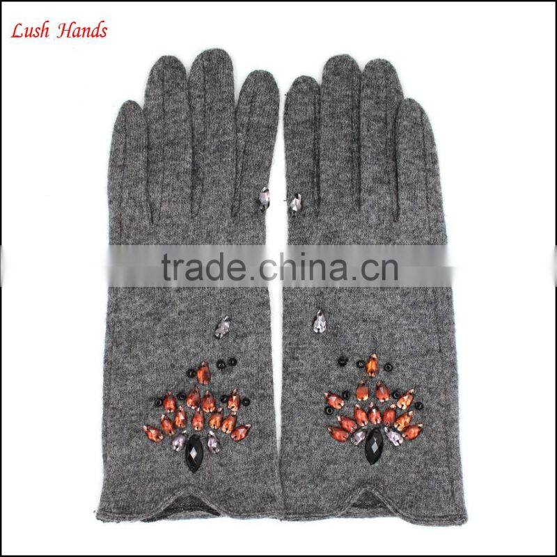 the best sales women fashion diamond embellish woolen gloves