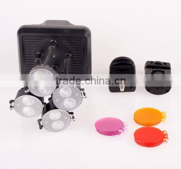 Shoot XT-4 LED Video Light Lamp 8 x 2W Bulbs 6300K Color Temperature + Hot Shoe Bracket for Canon Sony Camera DV Camcorder