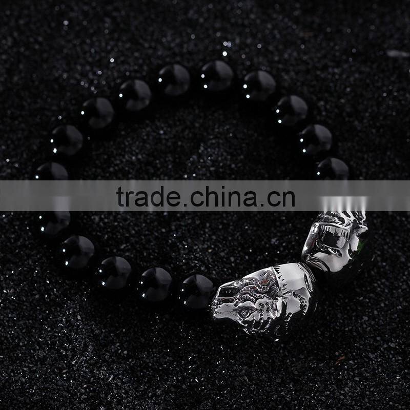 Hot selling turkey men bracelet natural onyx bead bracelet Alibaba online wholesale black matte bracelet