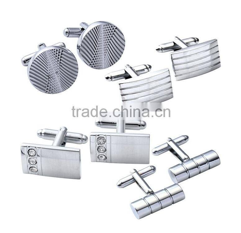 Stainless Steel & Red Wood Cross Peltate Cufflinks for Men with Gift Box