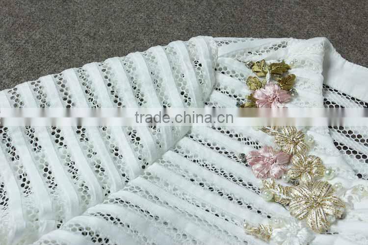 2014 Latest european style stars love slim hollw out beaded 3/4 sleeve women's stylish coats wholesale F1803