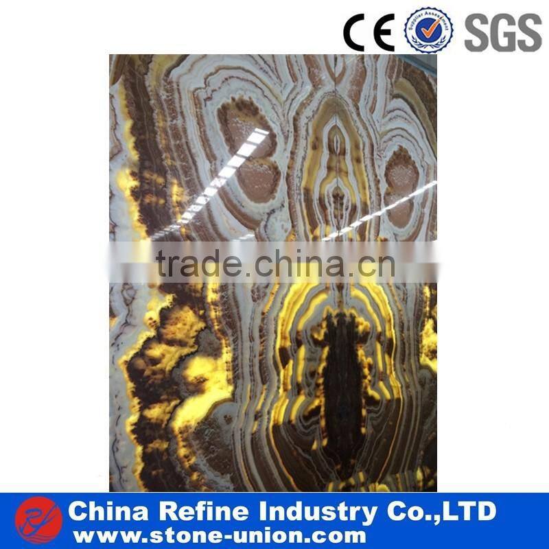 Yellow onyx stone slabs