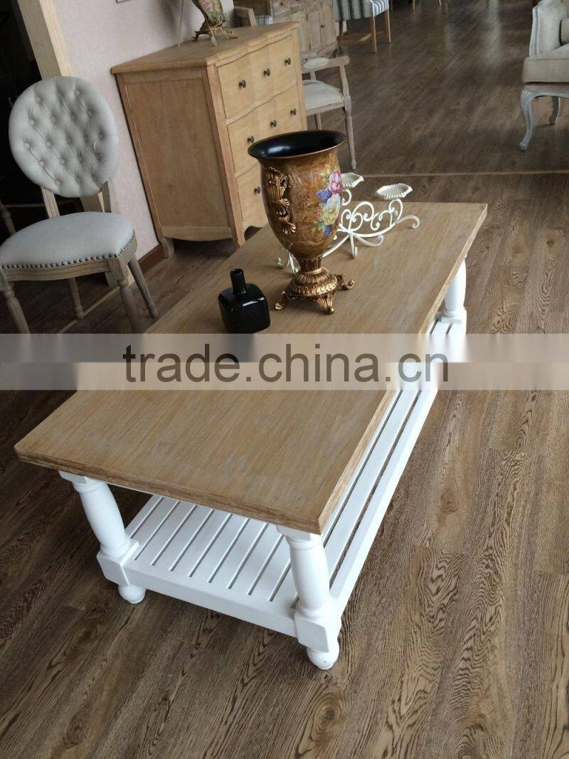Luxury Living Room Furniture White Hand Carved Wooden Coffee Tables
