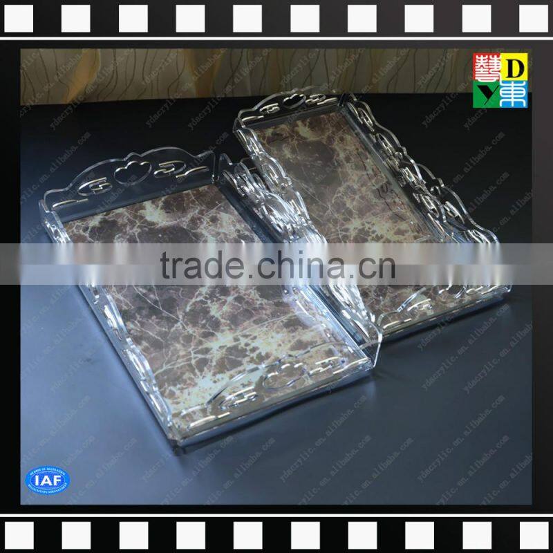 Hot sale Clear Acrylic serving trays sets with printing pattern
