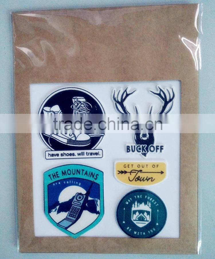 New design fashion printed self-adhesive pu leather sticker patch for bag