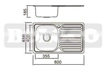Single bowl on drainer water sink for Australia BL-834