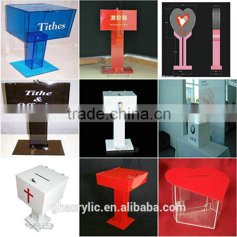GH-RJ028 traditional clear donation box with lock, customized acrylic donation box