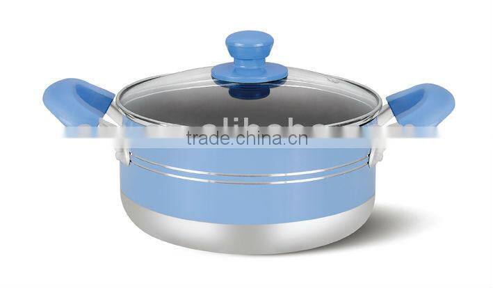 Aluminum Preesed sky blue Pots non-stick ceramic coating stock pot Noodle soup pot