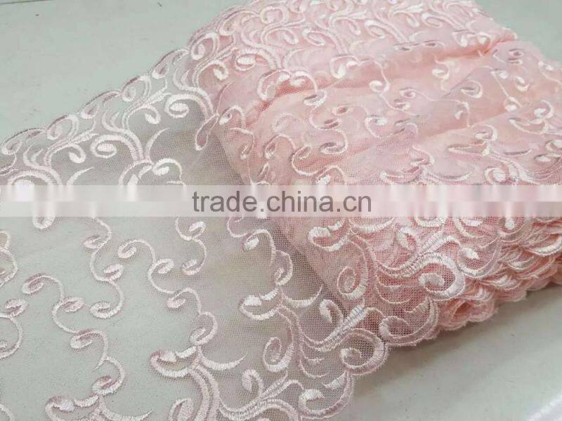 custom chantilly factory price border lace embroidered ribbon tulle lace trims/net lace trims