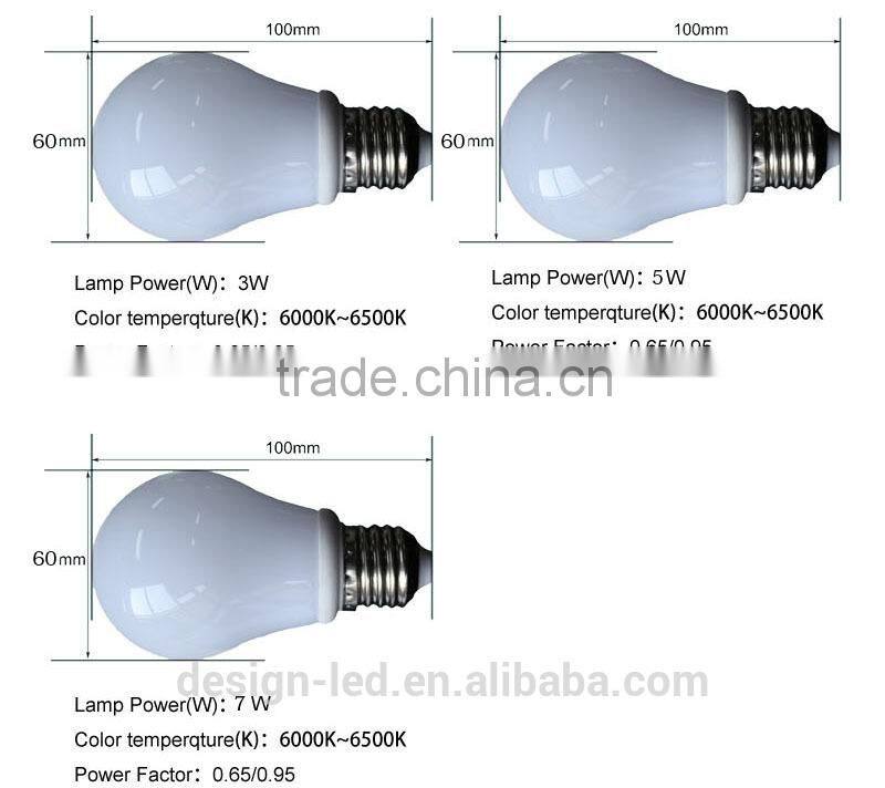 New Products 360Beam Angle A60 E27 Global Hot Sale LED Bulb 5W CE RoHS