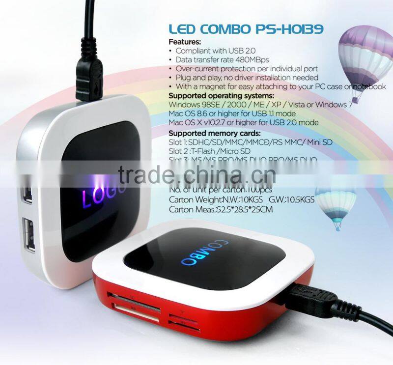 Factory price USB hub 2 high speed card reader