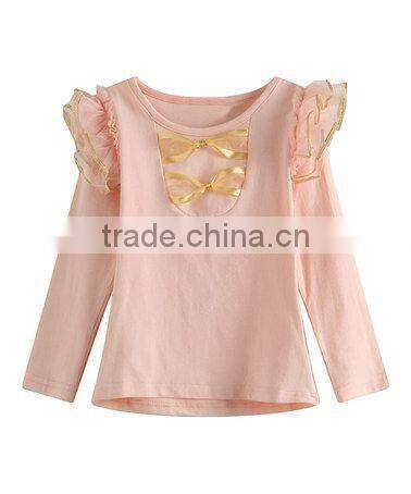 Cotton stripes Hot Sale Kids Shirts Lovely girls T shirts vertical stripes long sleeves t shirt kids