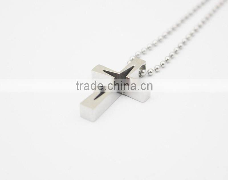 Silver Hollow Cross Pendant Fashion Men Necklace