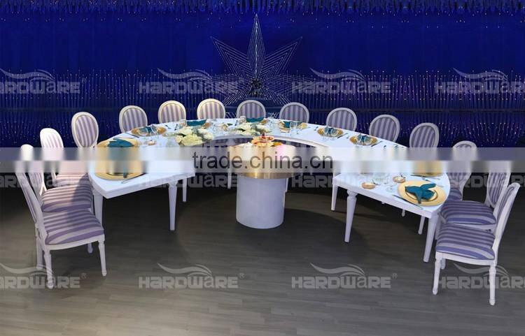 stainless steel frame mdf top half moon round circle wedding banquet dining table