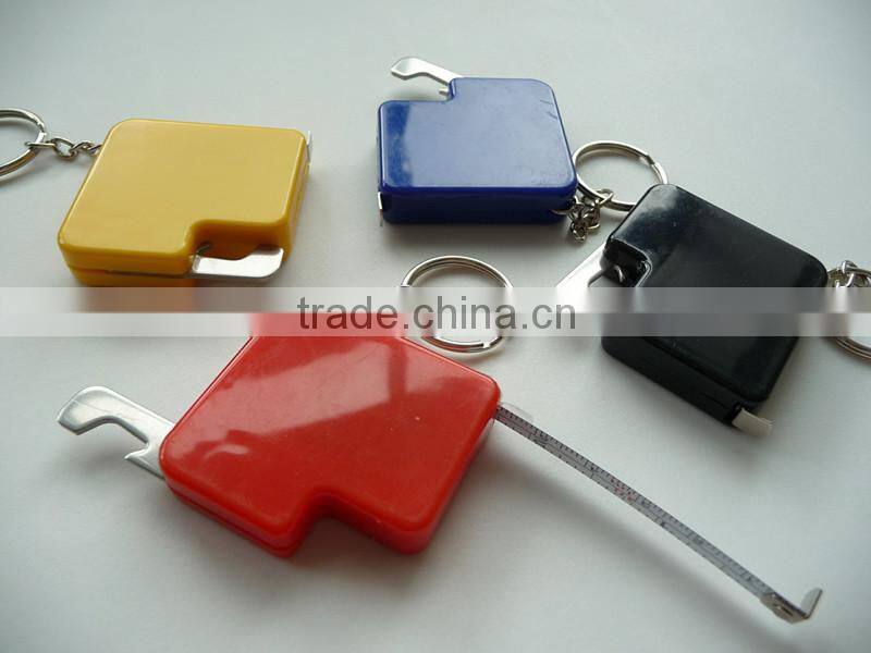 Promotion colorful and cute 1m gift mini steel tape measure with bottle opener