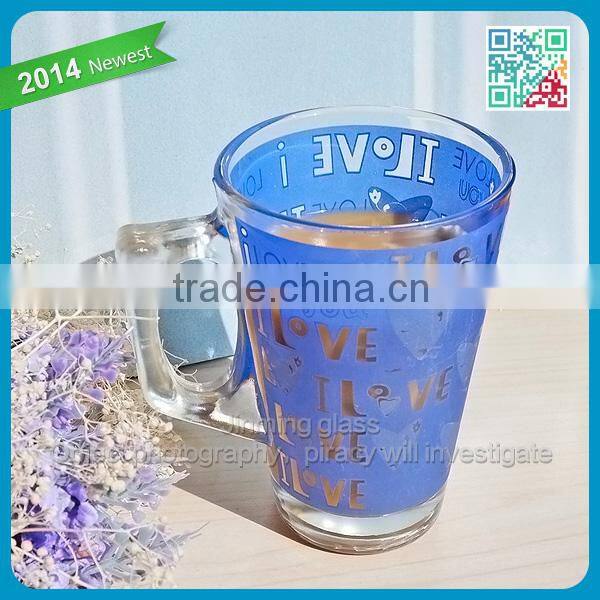 Hot sale high quality coffee glass with handle wholesale colored coffee glass