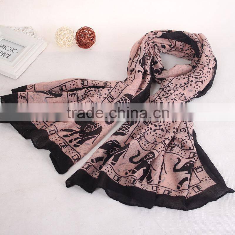 New product high quality digital print custom design cotton scarf elephant pattern WJ-644