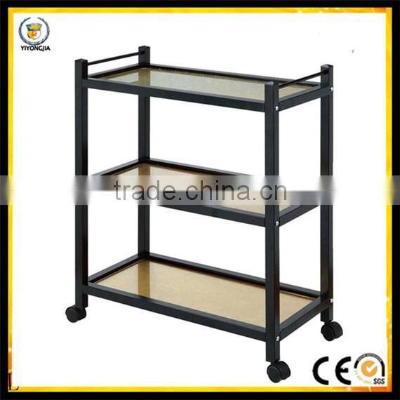 hotel air restaurant and public place Burst pattern hand pushed hot pottal car Detachable liquor 3 tier trolley