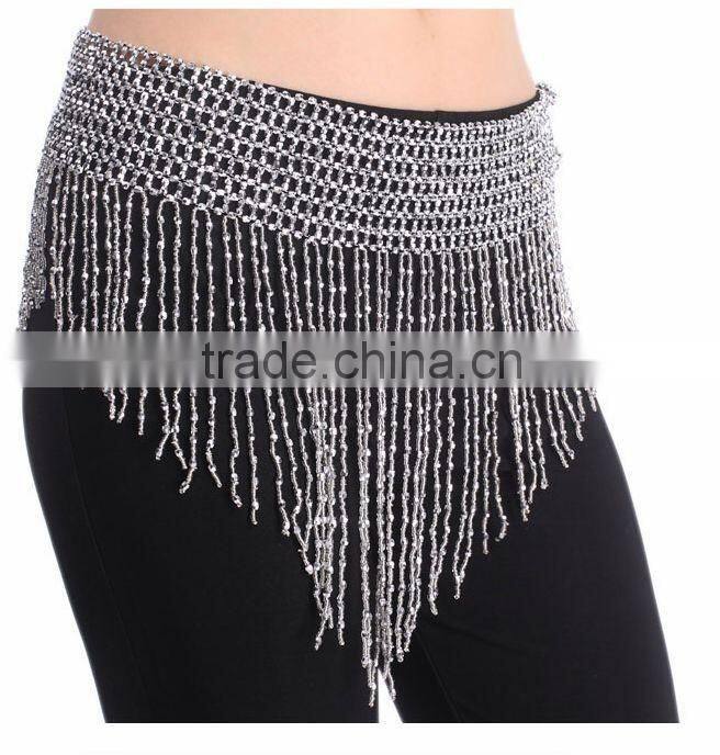 2016 Women Cheap Belly Dance Hip Scarf Gold and Silver 2 Colors Bellydance Chain Belt Egyptian Dance Wear Accessories for Sale