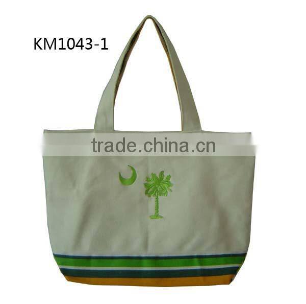 China wholesale OEM grocery women canvas bag embroidery