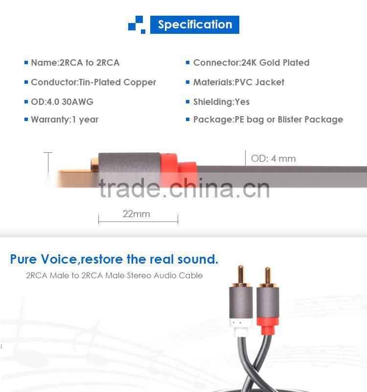 3 feet 2RCA Male to 2RCA Male High Quality Home Theater Audio Cable