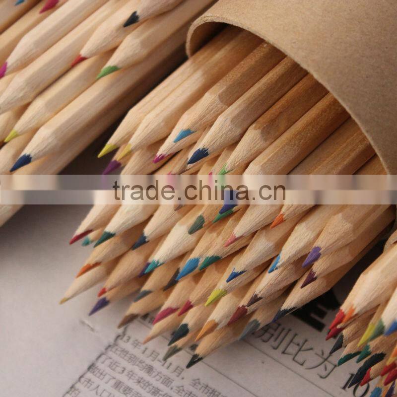 natural wooden color pencil in paper tube/ new products 2014 kids body hexagonal natural wooden color pencil set from china