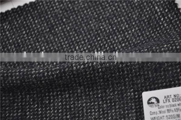 Wholesale high quality wool nylon woolen costume tweed fabric