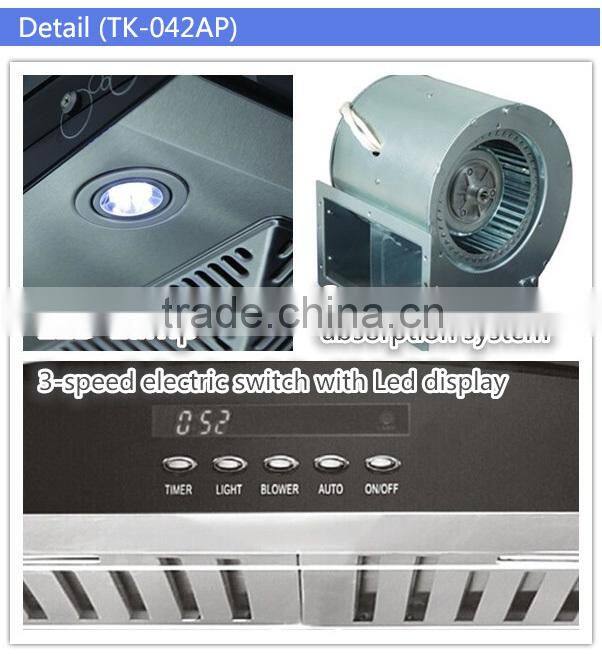 90cm kitchen exhaust chimney hood with glass canopy