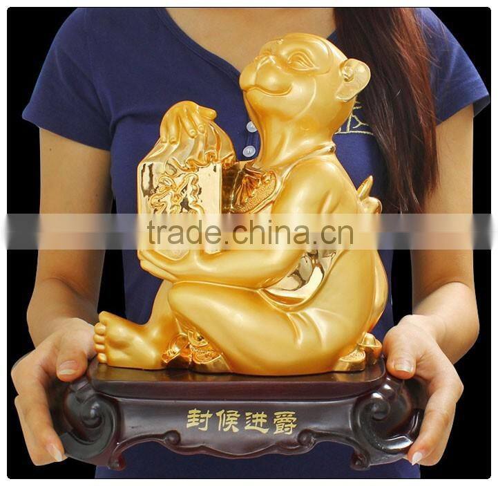 Resin24K Golden color monkey statue ,chinese zodiac statue