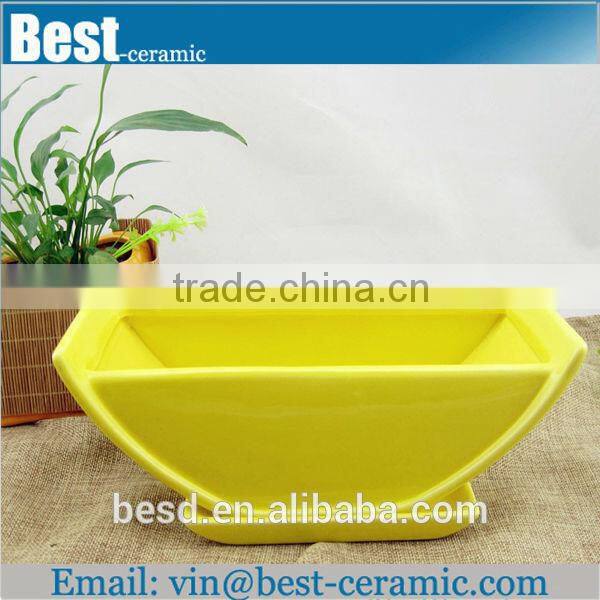 large size yellow ceramic square flower pot