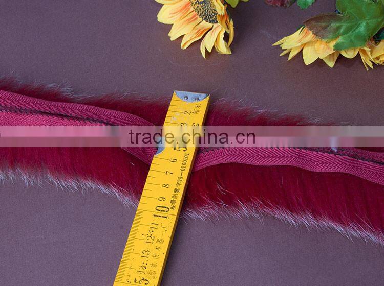 Natural Colored Fox Fur Strips / Blue Fox Trimming For Hoods And Collars