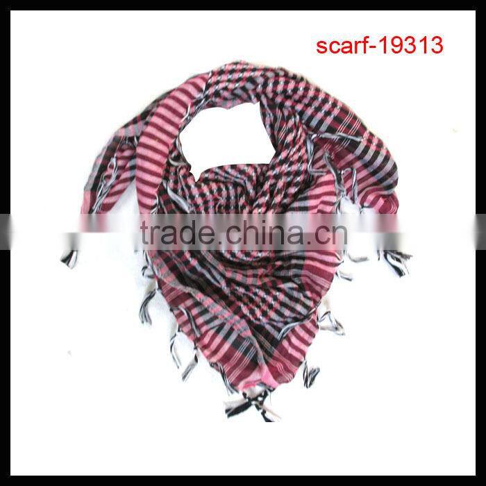 2014 lady polyester square tassel grid pattern scarf