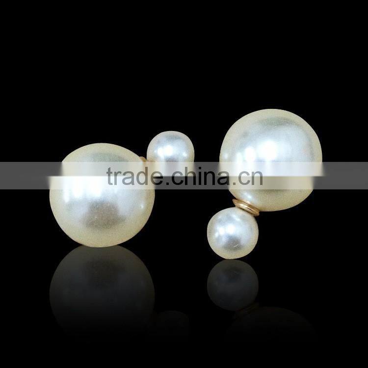Fashion Imitation Double Ball Stud Pearl Earrings For Women
