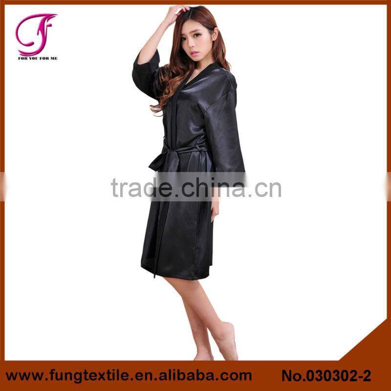 030302 New Style Plain Long Satin Robe