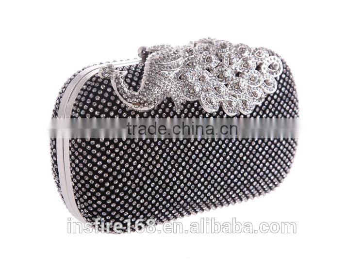 Fashion ladies handbags crystal rhinestone evening bag class peacock evening bag