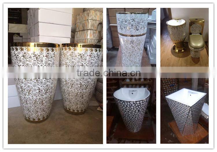 Whole sale ceramic wash sink big size bathroom pedestal hand wash one piece basin