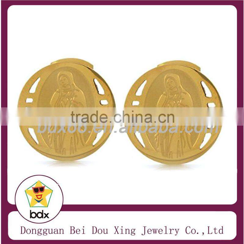 China Alibaba Wholesale Fashion Religious Stainless Steel Black Plated Father Jesus Cross Prayer Stud Earrings Design For Mens