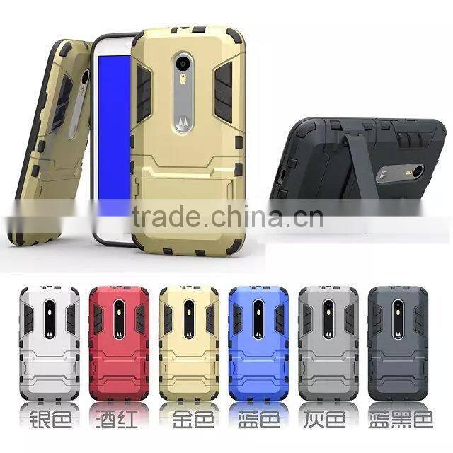 Factory Price Iron-Bear Shockproof Rugged Hybrid Stand Case Cover For Moto G3