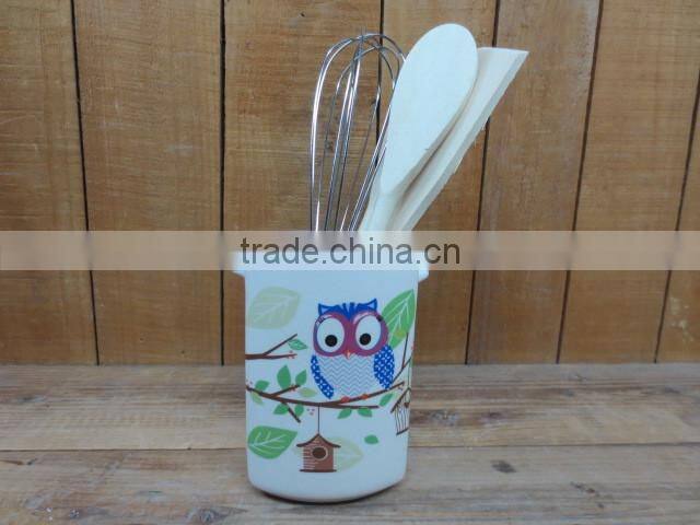 New owl decal kitchen untensil holder tool holder spoon fork holder