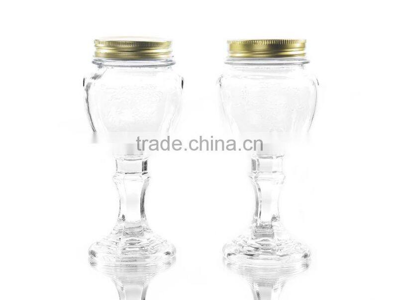 Clear Cute Mason Jar With Stemmed