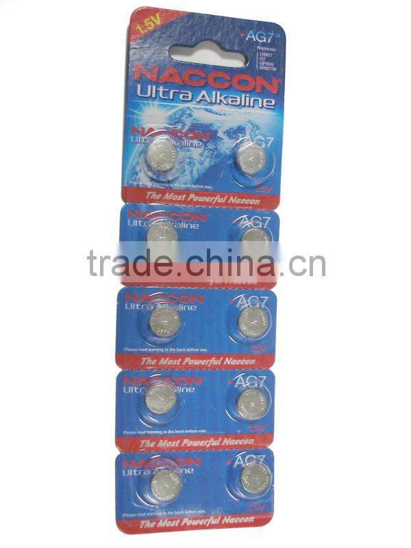 AG7 1.5v 47mAh Alkaline button cell battery QS