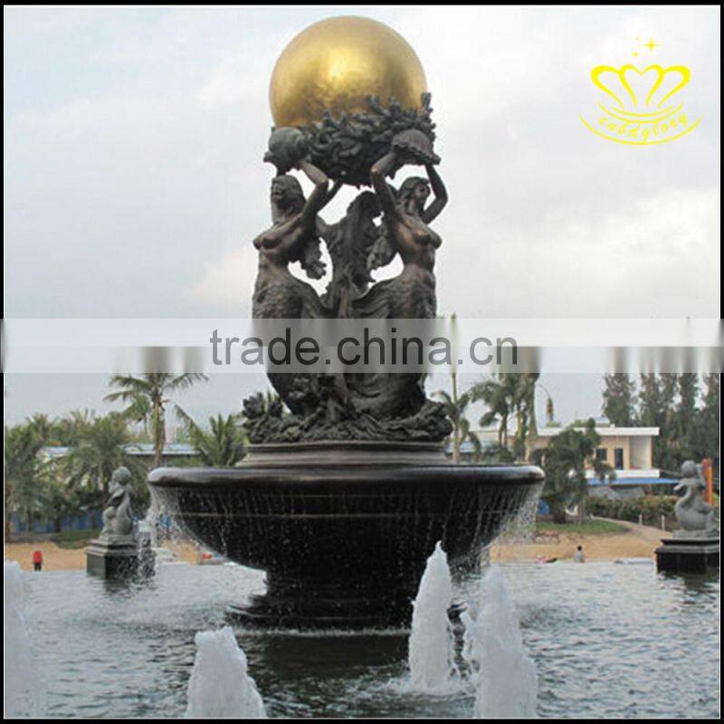 Large square park scenic city of decorative bronze sculpture of stainless steel hollow ball