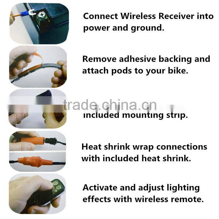 new product rgbw motorcycle llighting kit with Remote Controller made in china