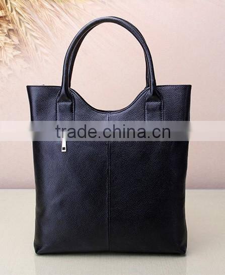 Genuine leather Sample zip closure handbag top handle tote bag