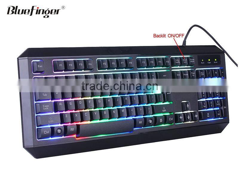 New Rainbow LED Backlit Wired gaming Keyboard Seven Automatic Color Backlit Mouse Combo Set